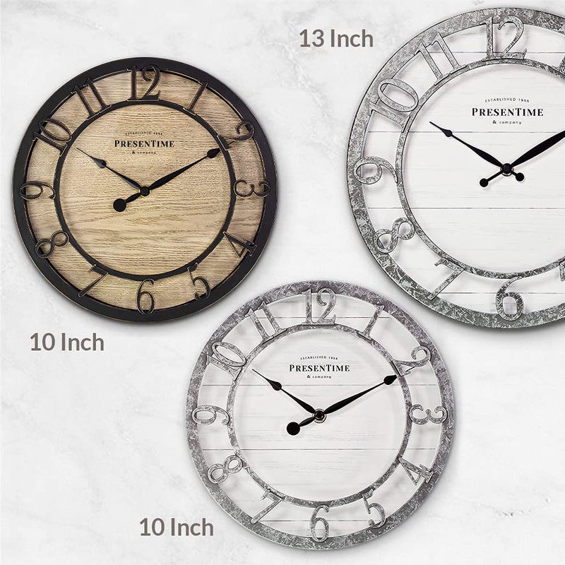 Presentime & Co 10" Farmhouse Series Wall Clock, Cottage Style, Vintage Design, Oil Rubbed Bronze - Image 5